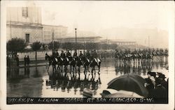 American Legion Parade. Mounted on parade horses Postcard