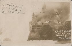 Cliff House Burning Sept. 7, 1907 San Francisco, CA Postcard Postcard Postcard