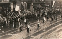 Flag bearers in a parade Postcard