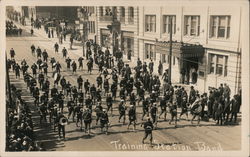 Training Station Band in Parade Postcard