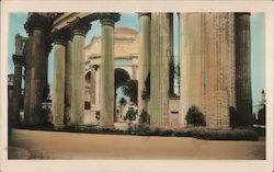 View through columns of exposition buildings Postcard