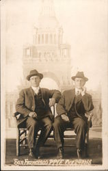 Two Men Having Their Picture Made - Tower of Jewels Backdrop San Francisco, CA Postcard Postcard Postcard