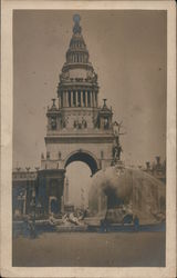 Courtyard of massive archway, fountain with horse San Francisco, CA Postcard Postcard Postcard