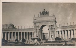 Arch and columns around a plaza with gardens San Francisco, CA Postcard Postcard Postcard