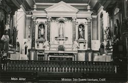 San Buena Ventura Mission main altar Postcard