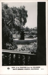 View of the Fountain from the Colonade, Santa Barbara Mission California Postcard Postcard Postcard