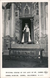 Original Statue of Our Lady of Mt. Carmel, Carmel Mission Postcard