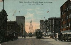 Santa Clara Street, Electric Tower in Distance Postcard