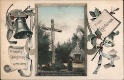 The Garden Crucifix at Santa Barbara Mission- A Hearty Christmas Greeting From California Postcard Postcard Postcard