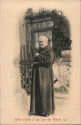 Father O'Keefe at San Luis Rey Mission Postcard