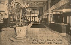 Lobby facing Kearny Street, Hotel Sutter San Francisco, CA Postcard Postcard Postcard