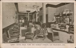 Lobby - Hotel Dale, Turk and Market Streets Postcard