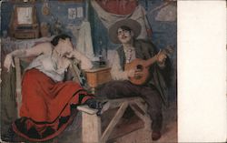 "The Native Song" by Jose Malhoa, Portugal, Department of Fine Arts - PPIE San Francisco, CA 1915 Panama-Pacific International E Postcard