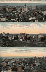 San Francisco Before the Fire, Ruins of 1906, and Today California Postcard Postcard Postcard