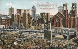 A view of the ruined business district of San Francisco, California, after the disaster Postcard