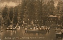 Boating on Lower Lake, Camp Meeker Postcard