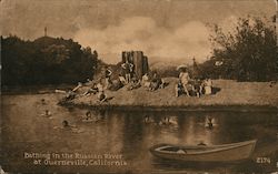 Bathing in the Russian River at Guerneville California Postcard Postcard Postcard