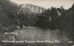 Railroad across Russian River, Cosmo Postcard