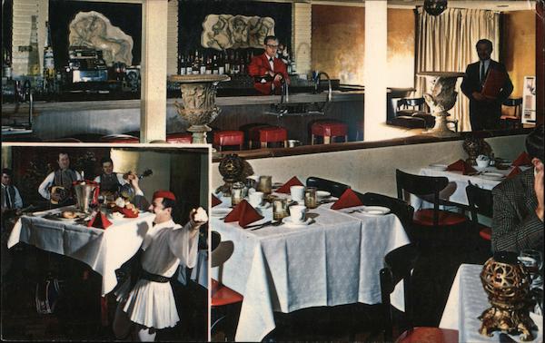 Balkan Village dining room, bar, entertainment Los Altos, CA Postcard