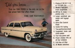 1954 Ford Cars Postcard Postcard Postcard