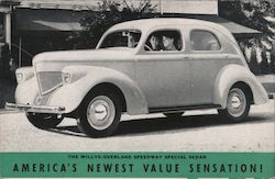 An Invitation. The Willys-Overland Speedway Special Sedan. America's newest Value Sensation! Postcard