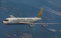 Continental Airlines 720B Fan Jet Postcard