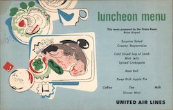 United Airlines luncheon Menu Postcard