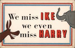 We Miss Ike, We Even Miss Harry - Eisenhower and Truman Comic, Funny Postcard Postcard Postcard