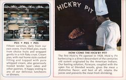 Hick'ry Pit. Pork from pigs that made hogs of themselves. Pies, Hick'ry Pit cooking. Mill Valley, CA Postcard Postcard Postcard