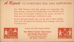 San Mateo County Tuberculosis and Health Association. Christmas Seal Sales Postcard