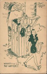 A Girl Scout camp post card. What no water? Outdoor shower Postcard