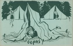 Oops! Tent Collapse - Girl Scout Camp Postcard