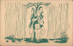 Under a Tree Waiting for the Rain to Stop - Girl Scout Camp Postcard