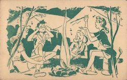 Singing Around the Campfire - Girl Scout Camp Girl Scouts Postcard Postcard Postcard