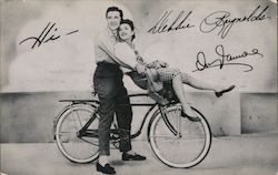 Debbie Reynolds, Vic Damone signed. AMF Roadmaster bike of the stars. Celebrities Postcard Postcard Postcard