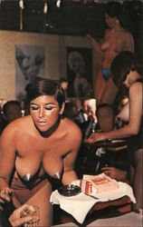 Topless Waitresses at the Off Broadway Postcard