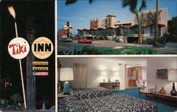 Tiki Inn Motel, bedroom Postcard