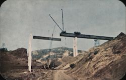 Pope Bridge construction. Bethlehem Pacific Coast Steel Corporation Postcard