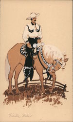 Fiesta Rider - Views of Santa Barbara - Hand Made Serigraph Cowboy Western Paul Dubosclard Postcard Postcard Postcard