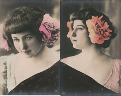 Set of 2: Woman with flowers in her hair Women Postcard Postcard Postcard