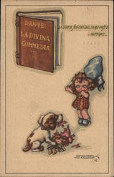 Dante La Divina Commedia. Little girl seeing dog eating doll Postcard