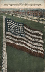 Living Flag at the Naval Training Station, Great Lakes, Illinois Military Postcard Postcard Postcard