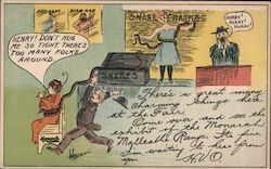 Ad for Monarch Malleable Range with cartoon about snake charmer at a fair Postcard