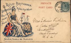 Rule Britannia, Britannia Rules the Waves, Britons Never Never Never Shall Be Slaves Postcard