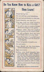 Do you know how to kiss a girl? Then learn! Advertising Postcard Postcard Postcard