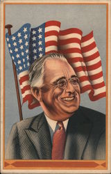 President Franklin D. Roosevelt, U.S. Flag Postcard