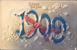 A happy new year 1909 embossed. Large Letter Dates Postcard Postcard Postcard