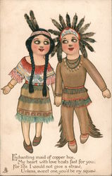 Valentine with Native American theme: Enchanting maid of copper hue Postcard