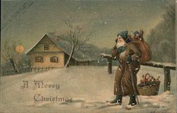 A Merry Christmas - Embossed Santa Claus Postcard Postcard Postcard