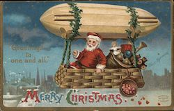 Greetings to one and all. Merry Christmas Santa Claus Ellen Clapsaddle Postcard Postcard Postcard